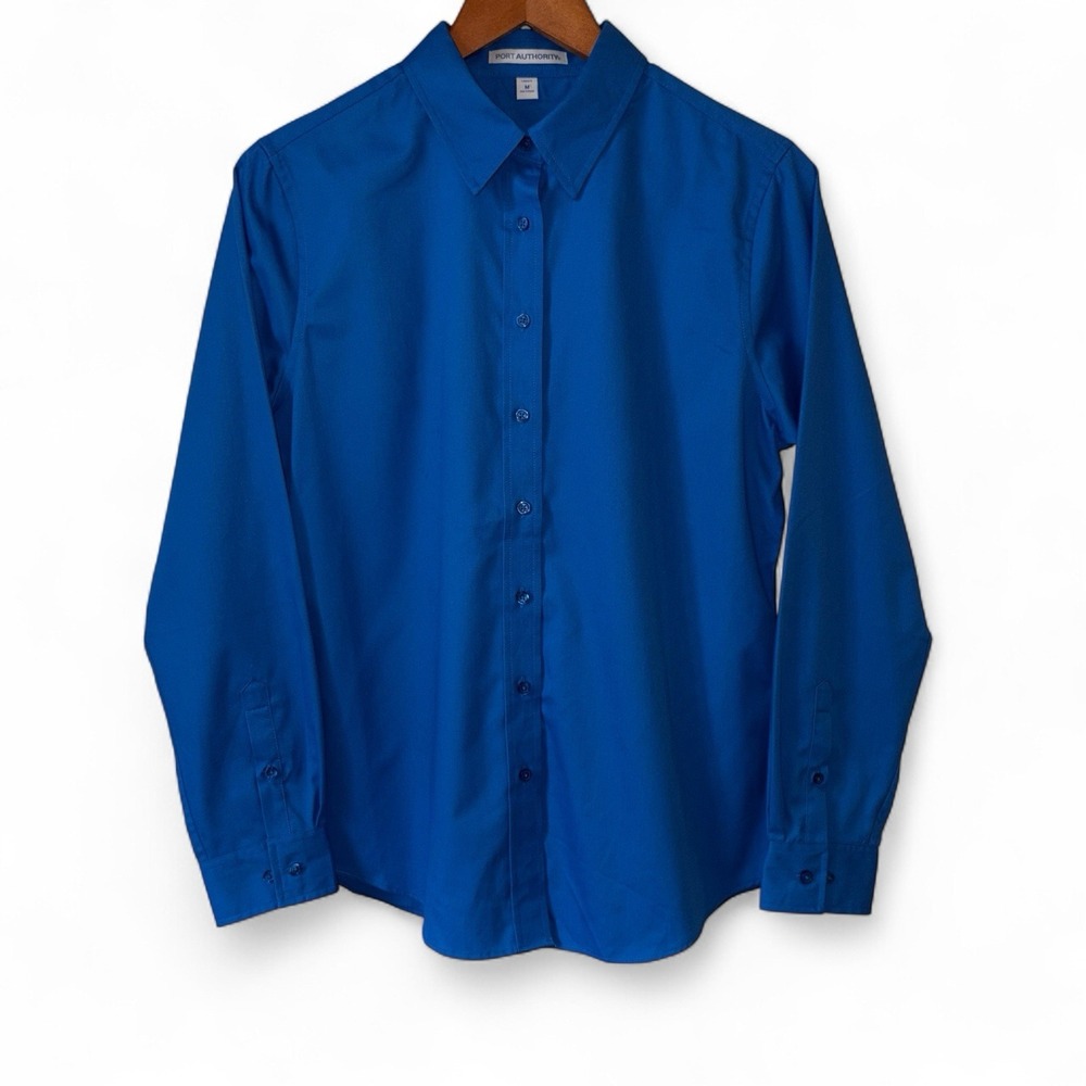 Port Authority Womens Long Sleeve Button Down Easy Care Dress Shirt L608 Blue M